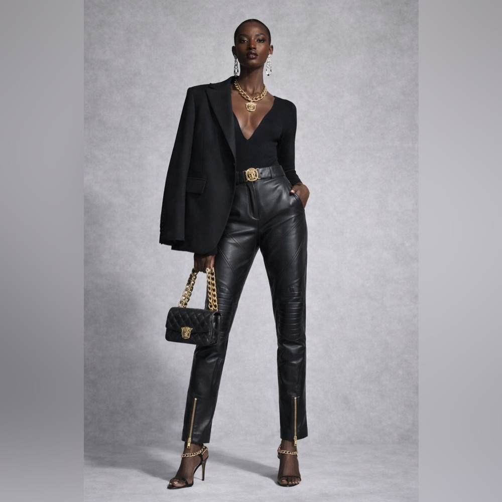 Versace Black Quilted Leather Pants – IT 36 | Authentic - Picture 3 of 15